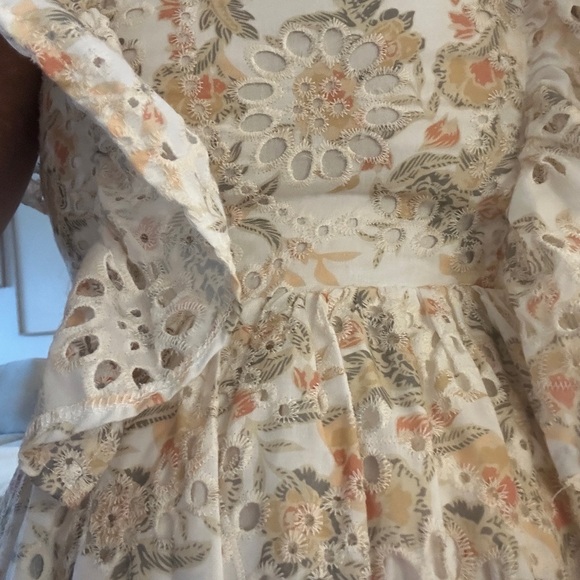 En Saison Floral Eyelet Flutter Sleeve Dress XS - Picture 6 of 8